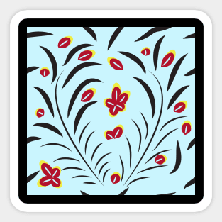 pattern with flowers and leaves hohloma style Sticker